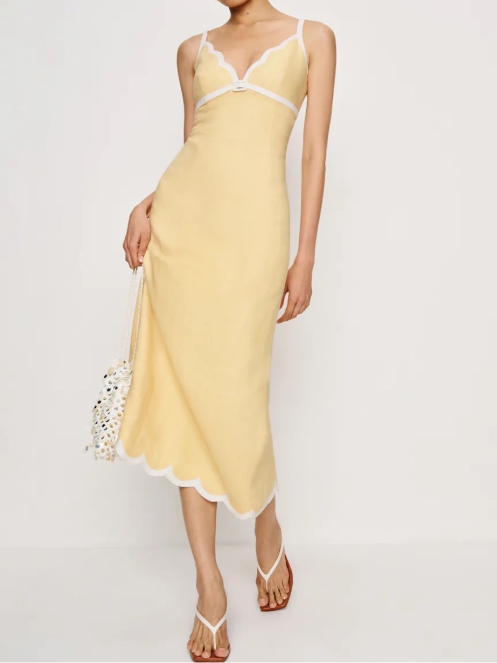 Reformation Sara Parmesan Butter Yellow Linen Dress - Picture 3 of 10
